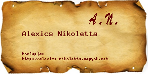 Alexics Nikoletta névjegykártya